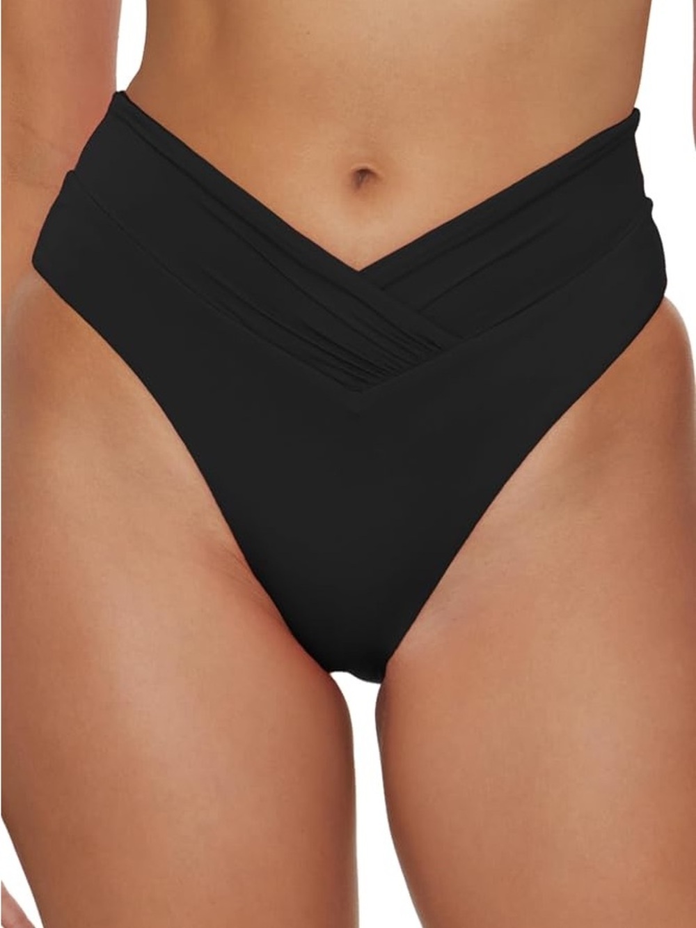 BECCA Women's High Waisted Shirred Bikini Bottom